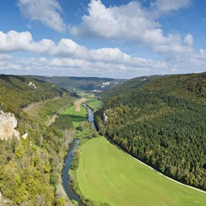 Danube Valley seen from Knopfmacherfelsen rock in the autumn, Baden-Wurttemberg, Germany