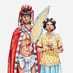 Illustration of Tlatoani king and queen