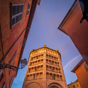 Parma Baptistery at the sunset