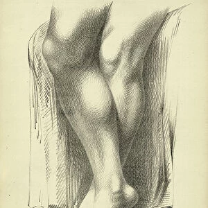 Sketching, drawing, legs and knees, life study, Victorian art figure drawing copies 19th Century