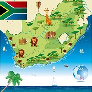 South Africa Cartoon Map