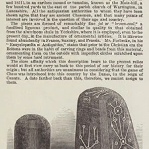 Ancient Chessmen, discovered in the Mote-Hill, Warrington, Lancashire (engraving)