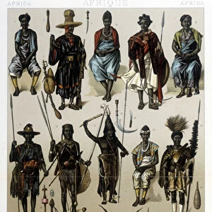 Costumes of Guinee, Senegal and Gabon. Illustration in "Le costume historique"