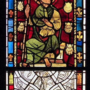 Depicting St James: grisaille from the Chapelle du Chateau, Rouen? (stained glass)