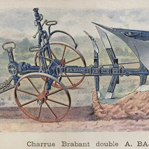 Double plough Brabant invented by Antoine Bajac, c. 1900 (colour litho)