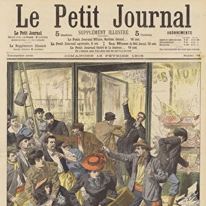 Dramatic robbery of a jewellery shop in Marseilles (colour litho)