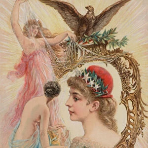 Eagle and nymphs, 1892 (chromolitho)