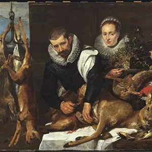 Evisceration of a Roebuck with a Portrait of a Married Couple, c. 1625 (oil on cradled wood panel)