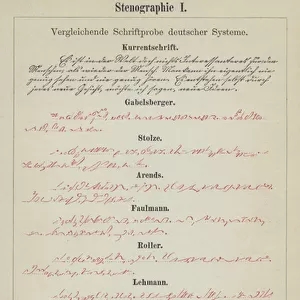 Examples of German shorthand writing systems (colour litho)