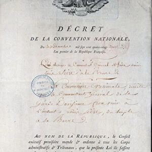 French Revolution: Decret of the Convention of 11 / 12 / 1792 ordering the National Guard to
