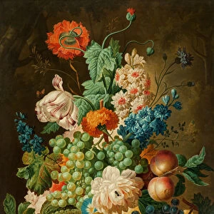 Fruit and Flowers on a Marble Table, 1794 (oil on canvas)