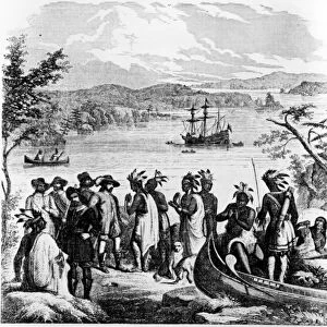 Henry Hudson Descending the Hudson River, illustration from Ballous Pictorial