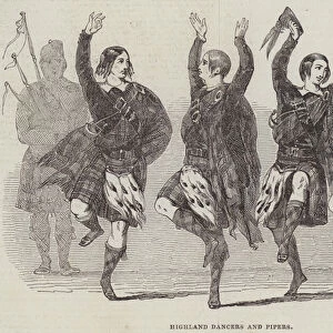 Highland Dancers and Pipers (engraving)