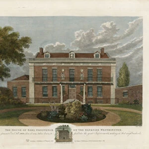 House of the Earl Grosvenor on the Bankside, Westminster. Taken down in 1809 (coloured engraving)