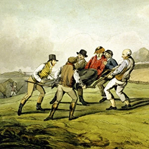 Injured, from Qualified Horses and Unqualified Riders, 1815 (colour engraving)