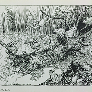 King Log, illustration from Aesops Fables, published by Heinemann