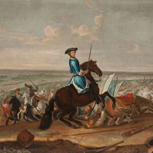 Le roi Charles XII (Carl de Suede) (1682-1718) a la bataille de Narva
