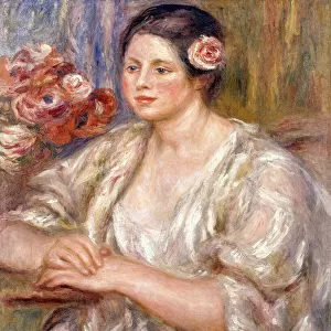 Madeleine in a White Blouse and Bouquet of Flowers, c. 1915-1919 (oil on canvas)