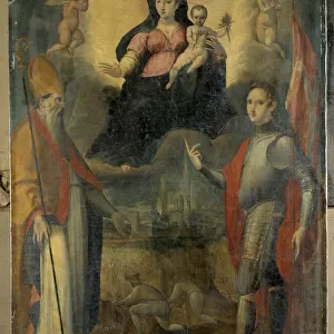 Madone and Child with the saints Mercuriale (patron of the city of Forli) and Valeriano (oil on panel)