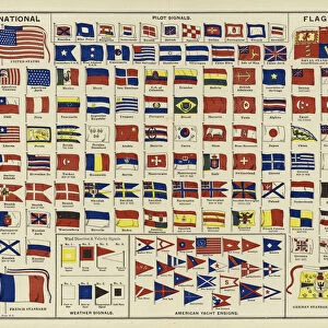 National Flags, Pilot Signals, Weather Signals, American Yacht Ensigns (colour litho)
