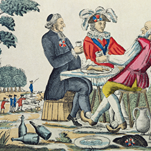 The Patriotic Snack, Reunion of the Three Estates, 4th August 1789 (coloured engraving)