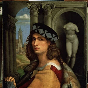 "Portrait de jeune homme ou autoportrait"(Portrait of a man or Self-Portrait) Peinture de Domenico di Bernardo Capriolo (Caprioli) (1494-1528) 1512 Dim. 117x85 cm Musee de l Ermitage, Saint Petersbourg (Saint-Petersbourg)