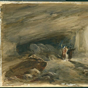 The Quarry Caverns, Jerusalem, 1869 (w / c & pencil on paper)