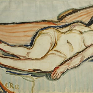 Reclining Nude; Liegende Akt, (watercolour on paper)