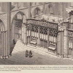 Rood screen of Fecamp Abbey, France (engraving)