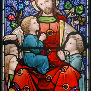 Suffer little children to come unto me, c. 1864 (stained glass)