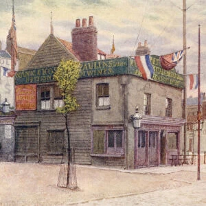 Vine Tavern, Mile End, looking East, 1887 (colour litho)