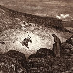 THE PANTHER IN THE DESERT, BY GUSTAVE DORE, a scene from the Inferno by Dante. Dore