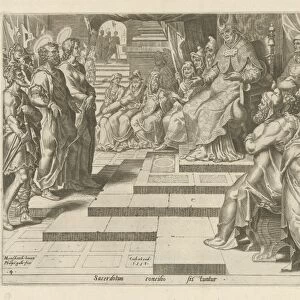 Peter and John before the High Priest, Philips Galle, Hieronymus Cock, 1558