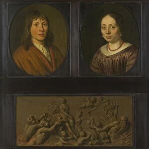 Portraits of a Man and a Woman framed with two ornamental frieze miniatures with