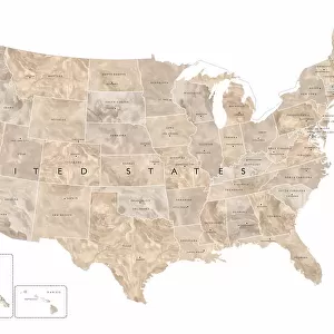 Taupe watercolor US map