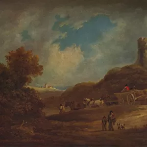 A Castle, with Waggon and Horses, c1886, (1938). Artist: Francis Towne
