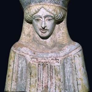 Greek terracotta bust of a young girl or goddess, 5th century BC