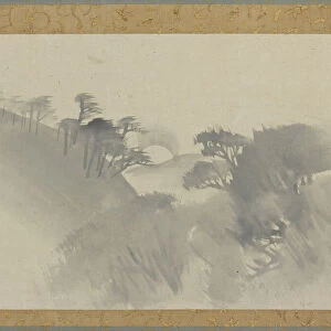 Landscape with hill, trees, and moonrise, Edo period, 1747-1868. Creator: Genki