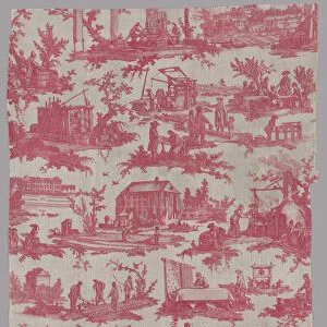 Les Travaux de la Manufacture (The Activities of the Factory) (Furnishing Fabric), France, 1783/84. Creator: Oberkampf Manufactory