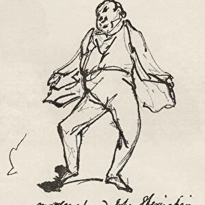 A Pen And Ink Sketch By George Cruikshank Of His Friend Mr. John Sheringham. From The Strand Magazine Published 1897