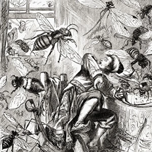 Some Of Them Seized My Cake And Carried It Piecemeal Away. Gulliver Attacked By Giant Insects During His Voyage To Brobdingnag. From Gullivers Travels Published C. 1875