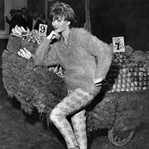 Clothing Fashion 1958: Liese Deniz in a lilac brushed wool mohair sweater with beautiful