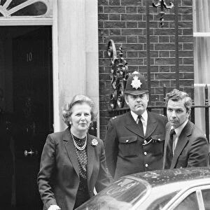 Margaret Thatcher PM pictured outside Downing Street, London, Wednesday 7th April 1982