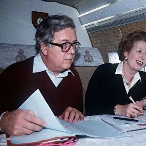 Margaret Thatcher Prime Minister with Geoffrey Howe MP on their way to China 1984